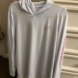 Vineyard Vines light blue Hoodie with Pink Sleeve Logo